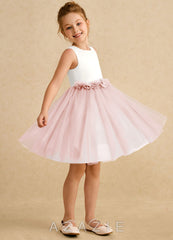 Azazie Louisa Ivory Blushing Pink A-Line Sleeveless Tulle Dress ivory/blushing_pink