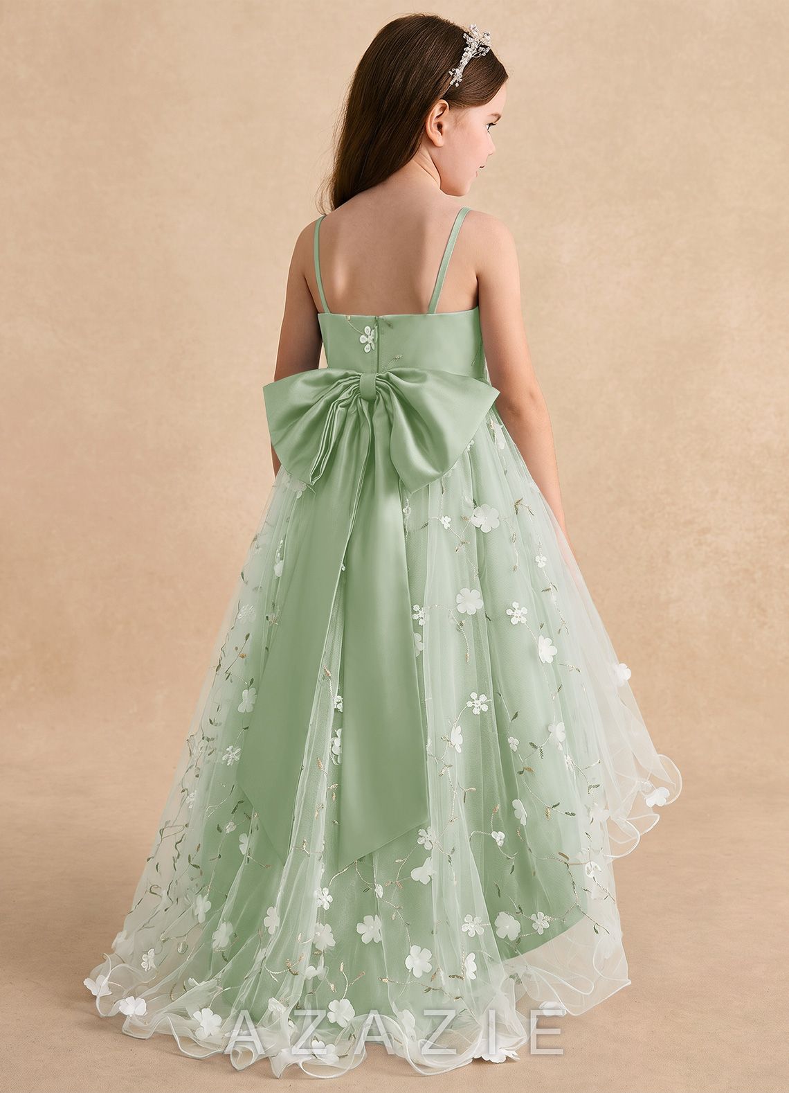 Azazie Celia Dusty Sage A-Line Spaghetti Strap Tulle Dress dusty_sage