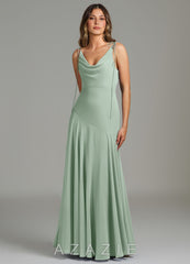 Azazie Dawn Agave Mermaid Pleated Chiffon Dress agave