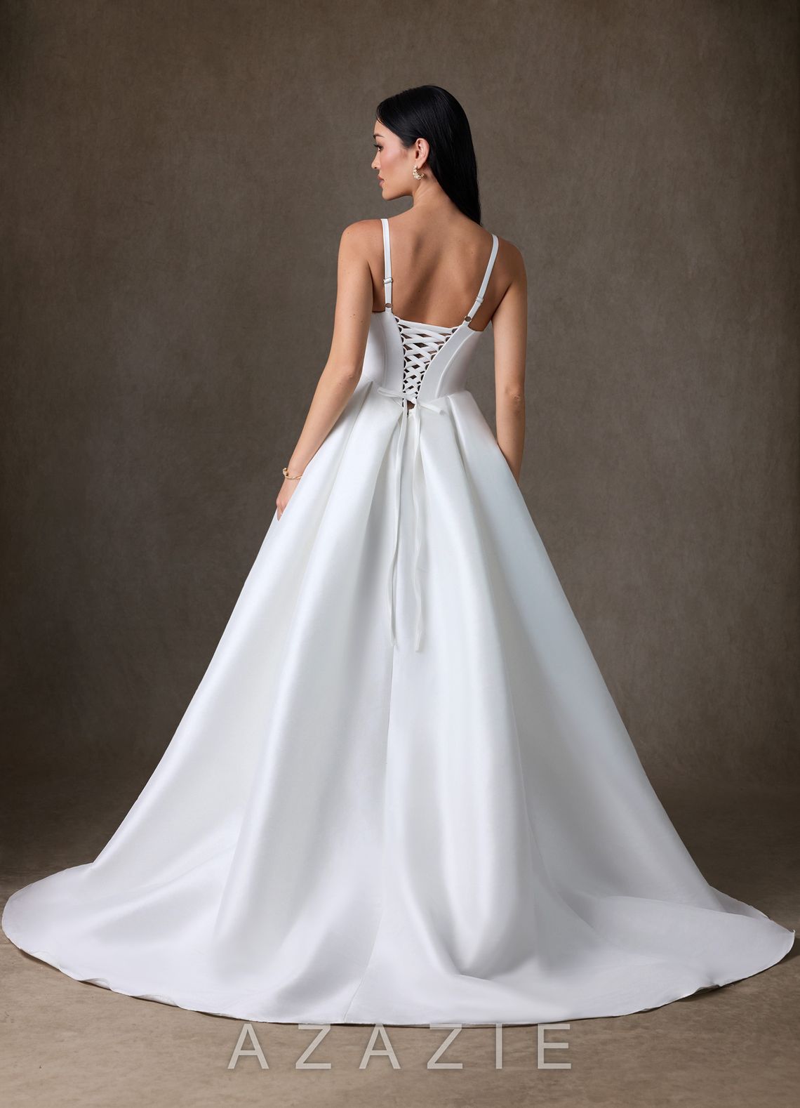 Azazie Anijah Diamond White Ball-Gown Stretch Mikado Dress diamond_white