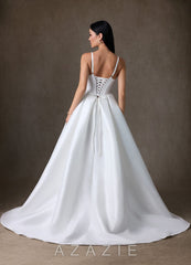 Azazie Anijah Diamond White Ball-Gown Stretch Mikado Dress diamond_white