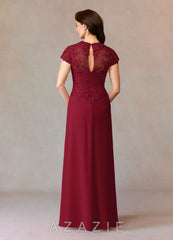 Azazie Junie Burgundy A-Line Lace Chiffon Dress burgundy