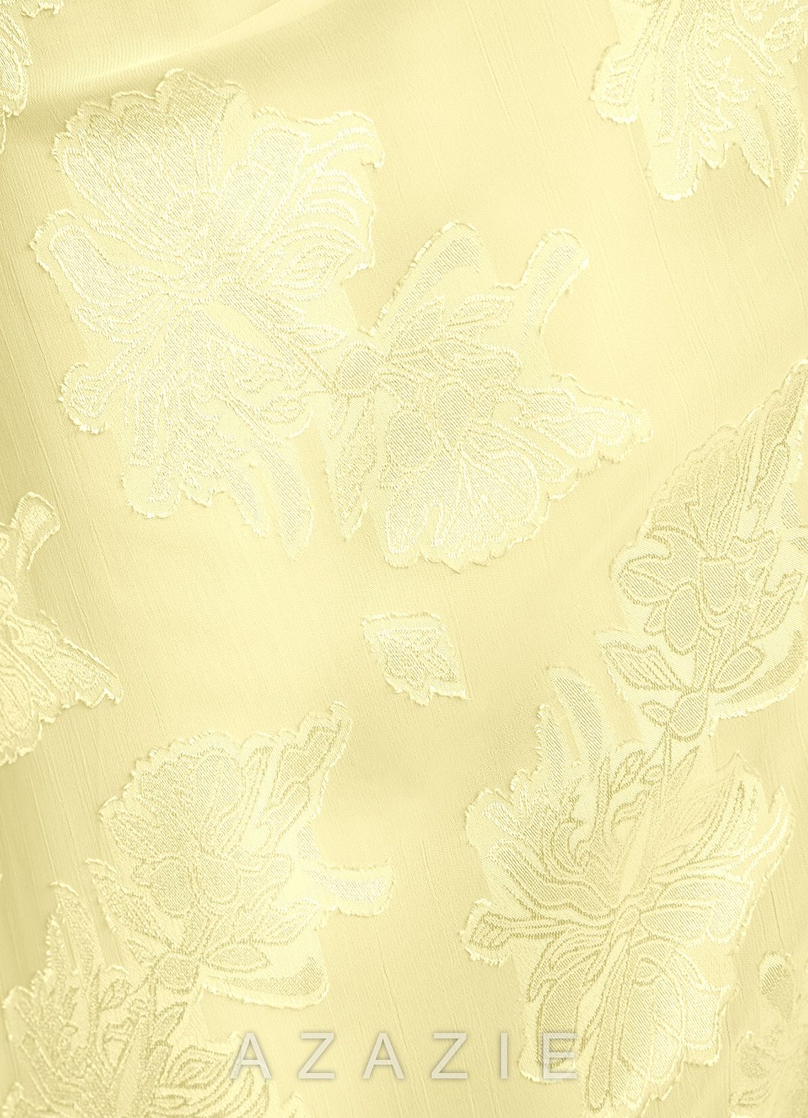 Azazie Veronica Lemon Sorbet Mermaid Pleated Floral Jacquard Burnout Dress lemon_sorbet