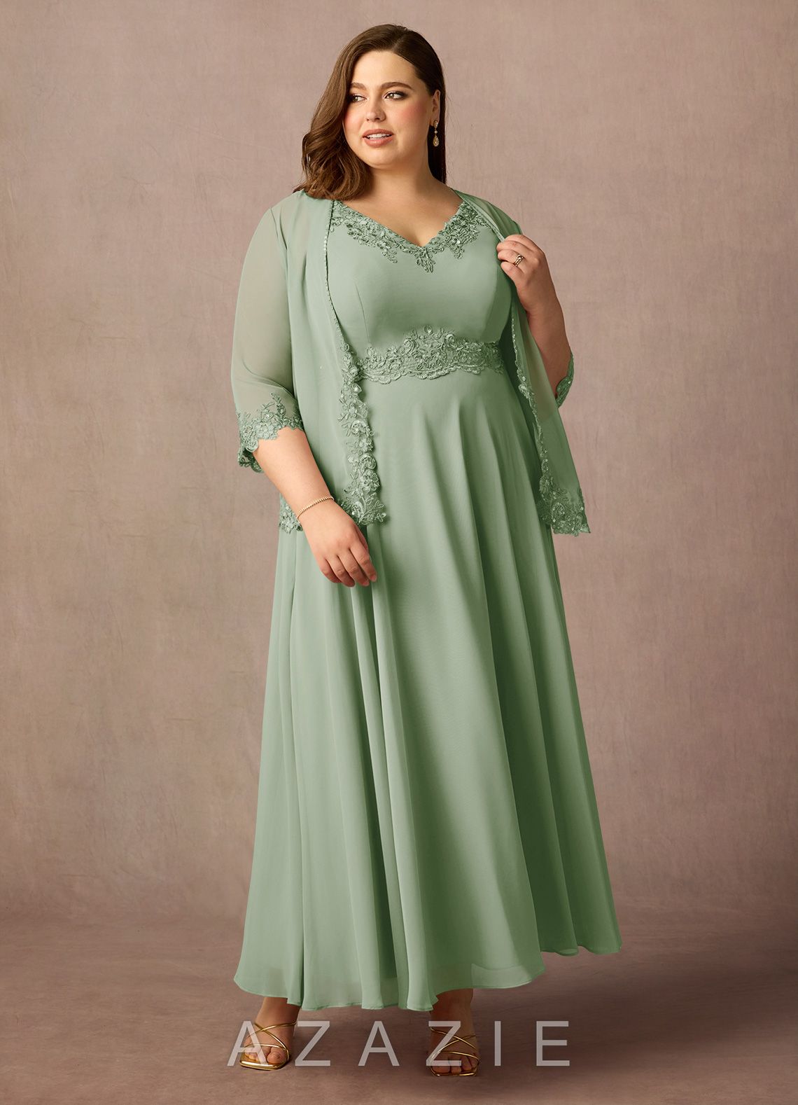 Azazie Devana Dusty Sage A-Line Sequins Chiffon Dress dusty_sage