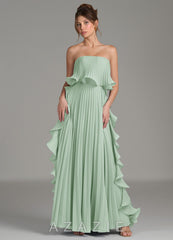 Azazie Alexia Agave A-Line Ruched Chiffon Dress