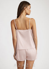 Lace and Bows Satin Cami and Shorts Pajama Set  blushing_pink