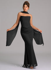 Azazie Sorrel Black Mermaid Corset Chiffon Dress
