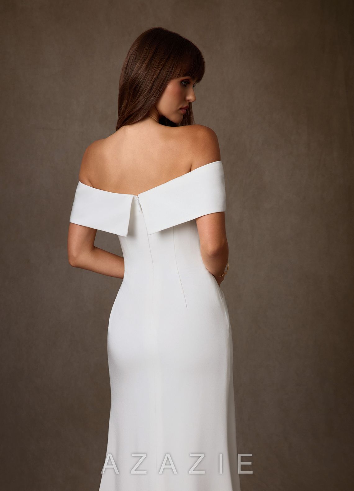 Azazie Chandler Diamond White Sheath Crepe Back Satin Dress diamond_white