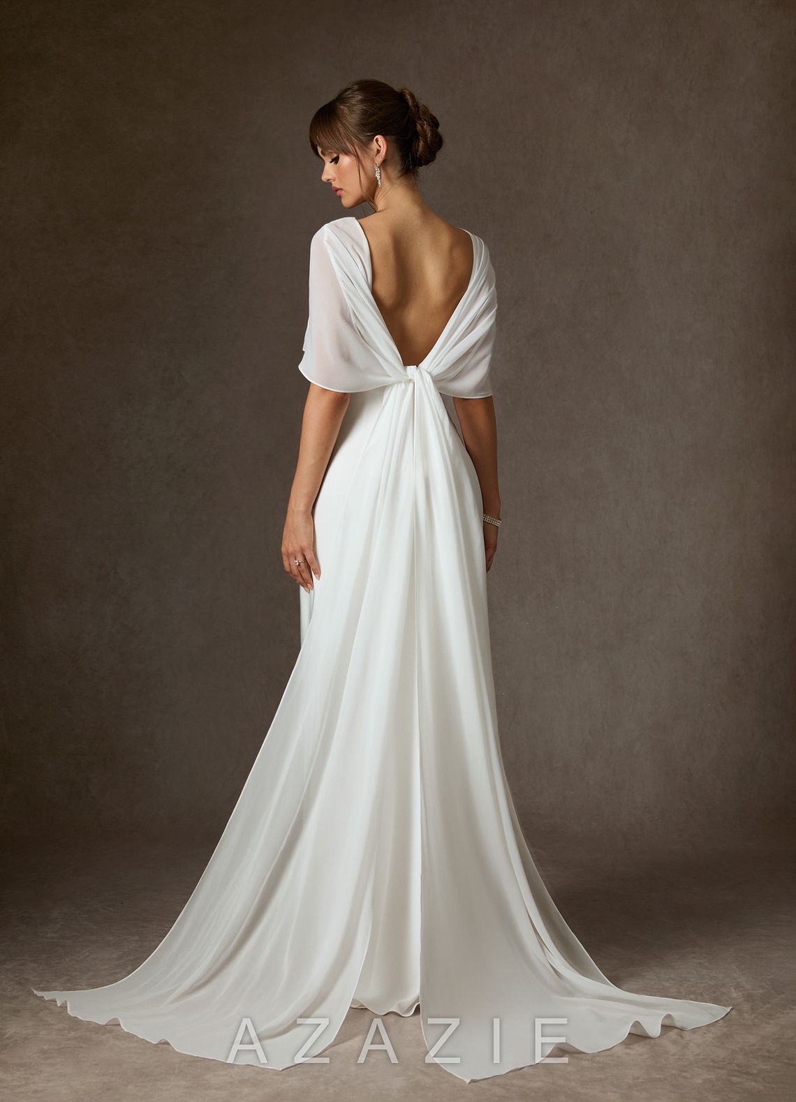 Azazie Caity Diamond White Fit and Flare Crepe Back Satin Dress diamond_white