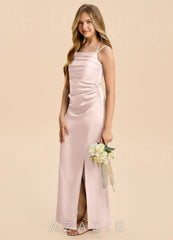 Azazie Nova Junior Blushing Pink Sheath Pleated Stretch Satin Dress blushing_pink