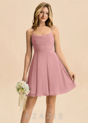 Azazie Bear Junior Dusty Rose A-Line Pleated Chiffon Dress