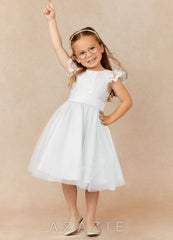 Azazie Vetty Diamond White A-Line Lace Tulle Dress