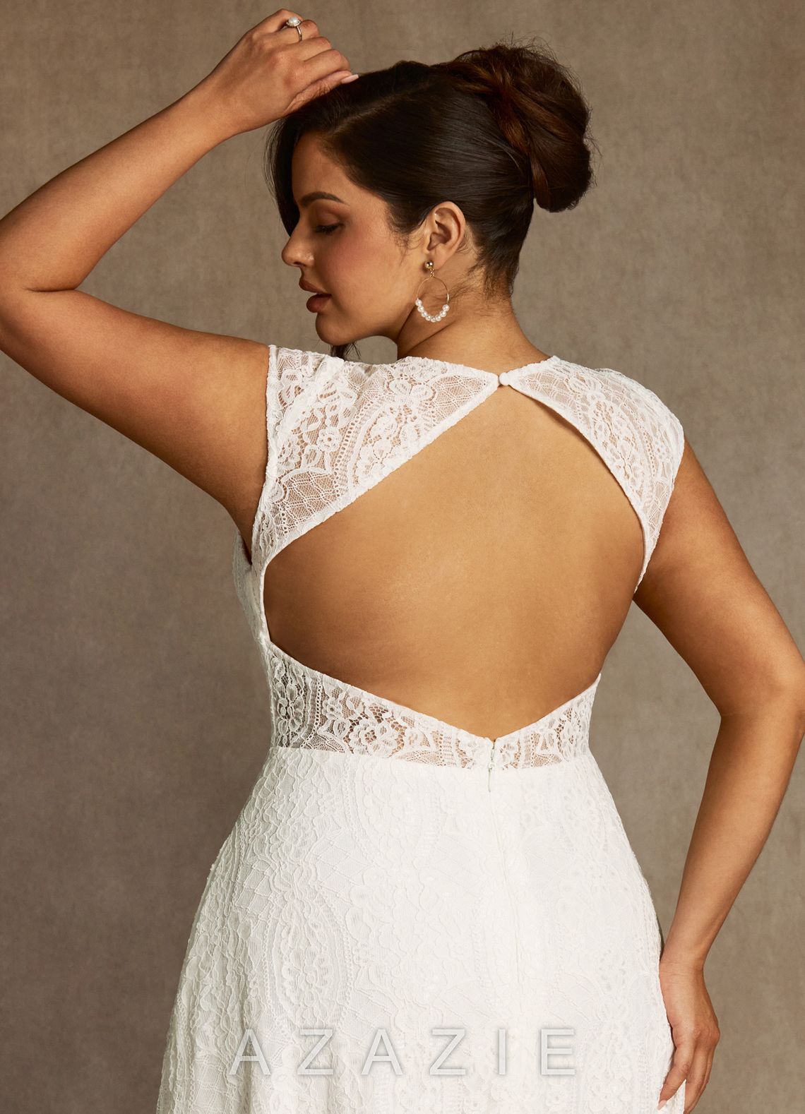 Azazie Lilly Wedding Dress Diamond White A-Line Lace Dress diamond_white