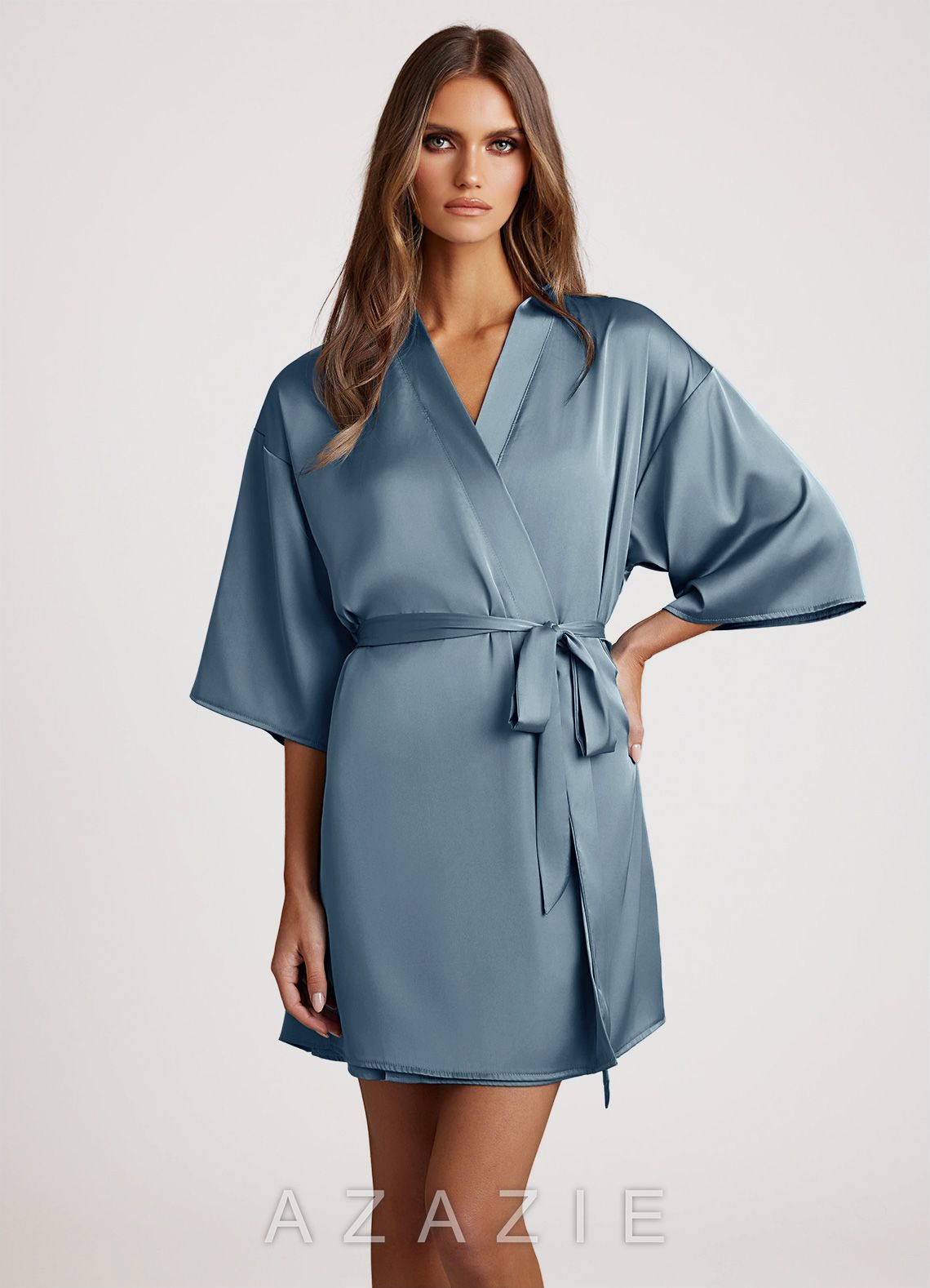 Classic Satin Robe  dusty_blue