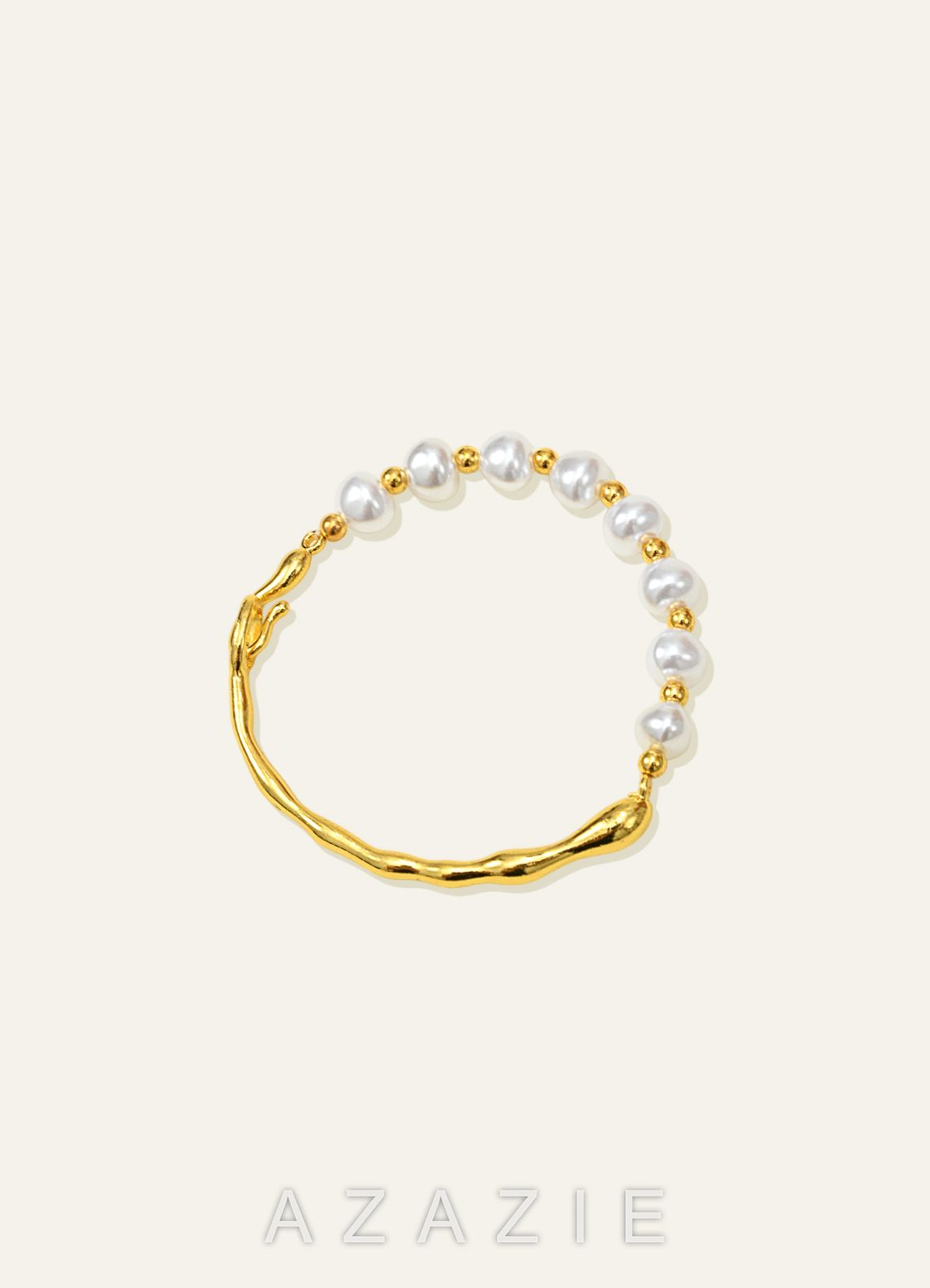 Organic Gold & Pearl Bracelet  gold