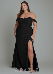 Azazie Johana Black Mermaid Off the Shoulder Chiffon Convertible Dress black