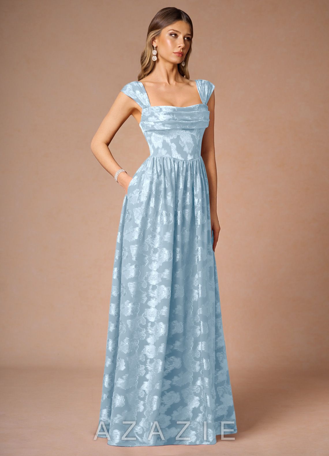 Hazel {color} Pleated Maxi Dress  sp_powder_blue_#pb134304