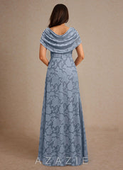 Azazie Branford Dusty Blue A-Line Pleated Floral Burnout Dress dusty_blue