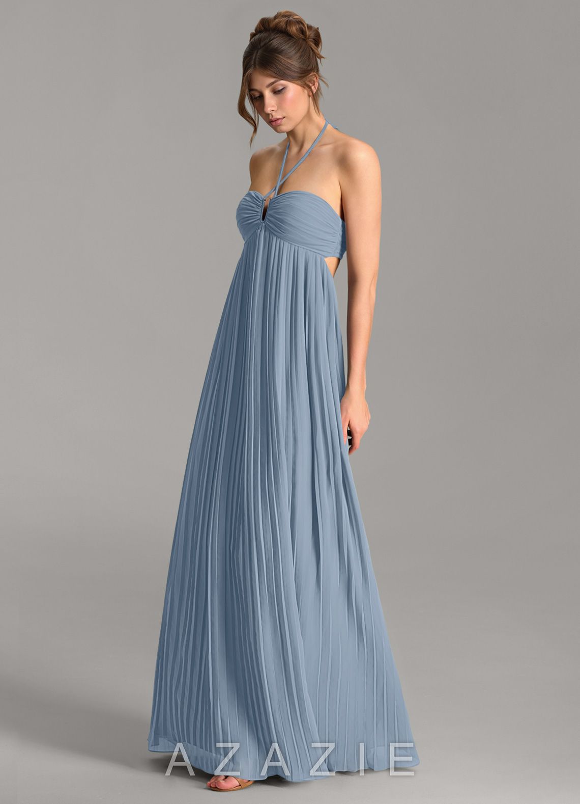 Azazie Addison Dusty Blue Empire Sweetheart Neckline Chiffon Dress dusty_blue