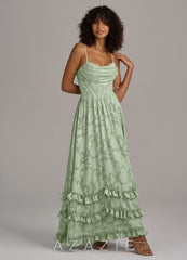 Azazie Lettie Dusty Sage A-Line Corset Floral Burnout Dress dusty_sage