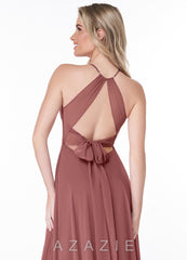 Azazie Evalleen Amethyst A-Line Pleated Chiffon Dress amethyst