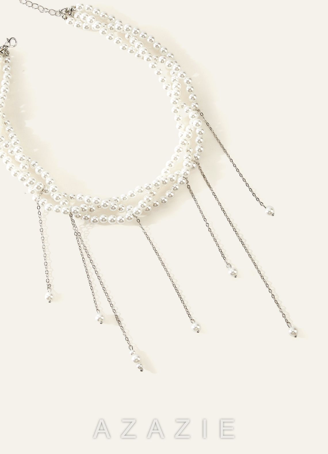 Layered Pearl Twist Necklace  ivory