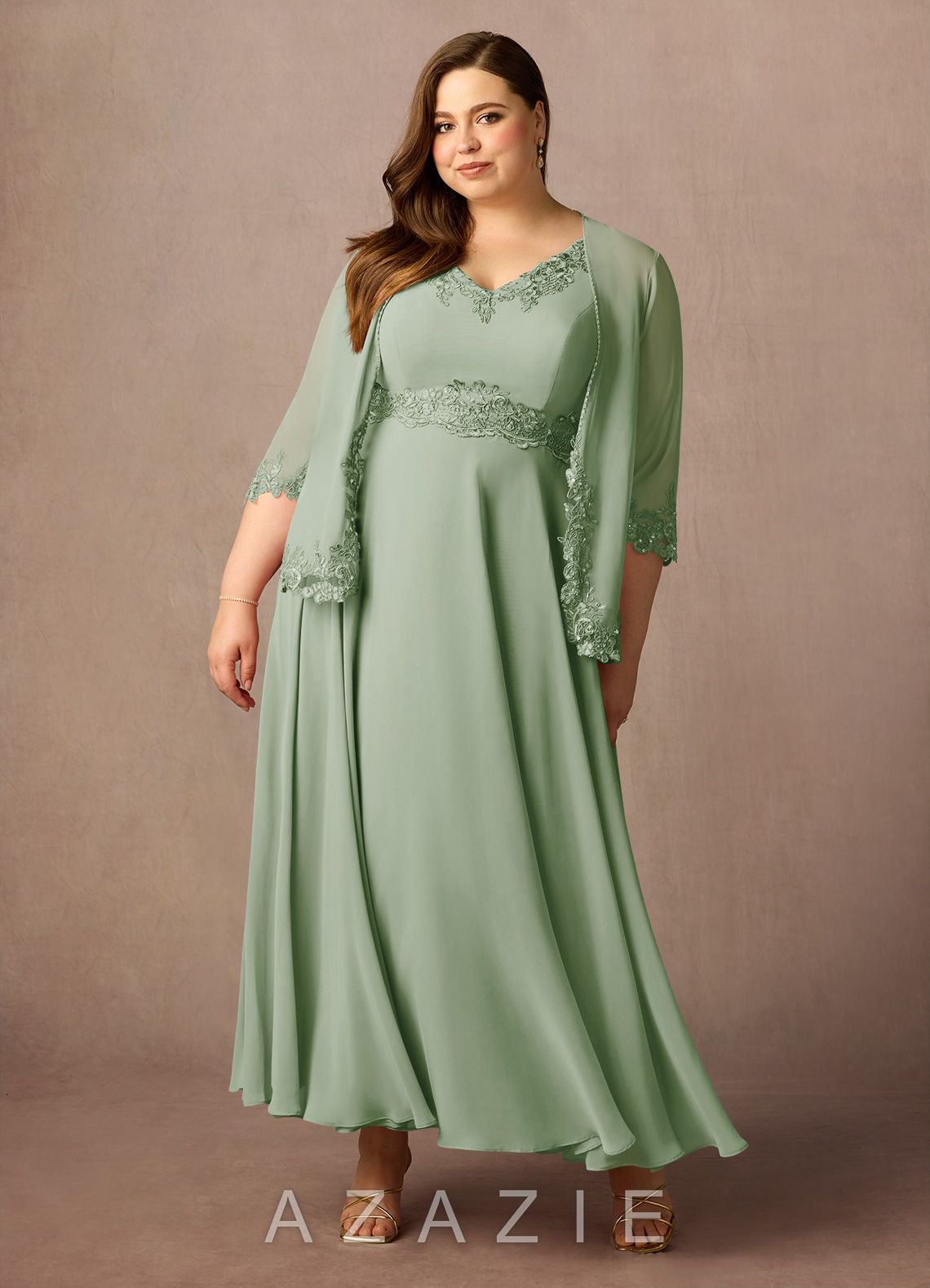 Azazie Devana Dusty Sage A-Line Sequins Chiffon Dress dusty_sage