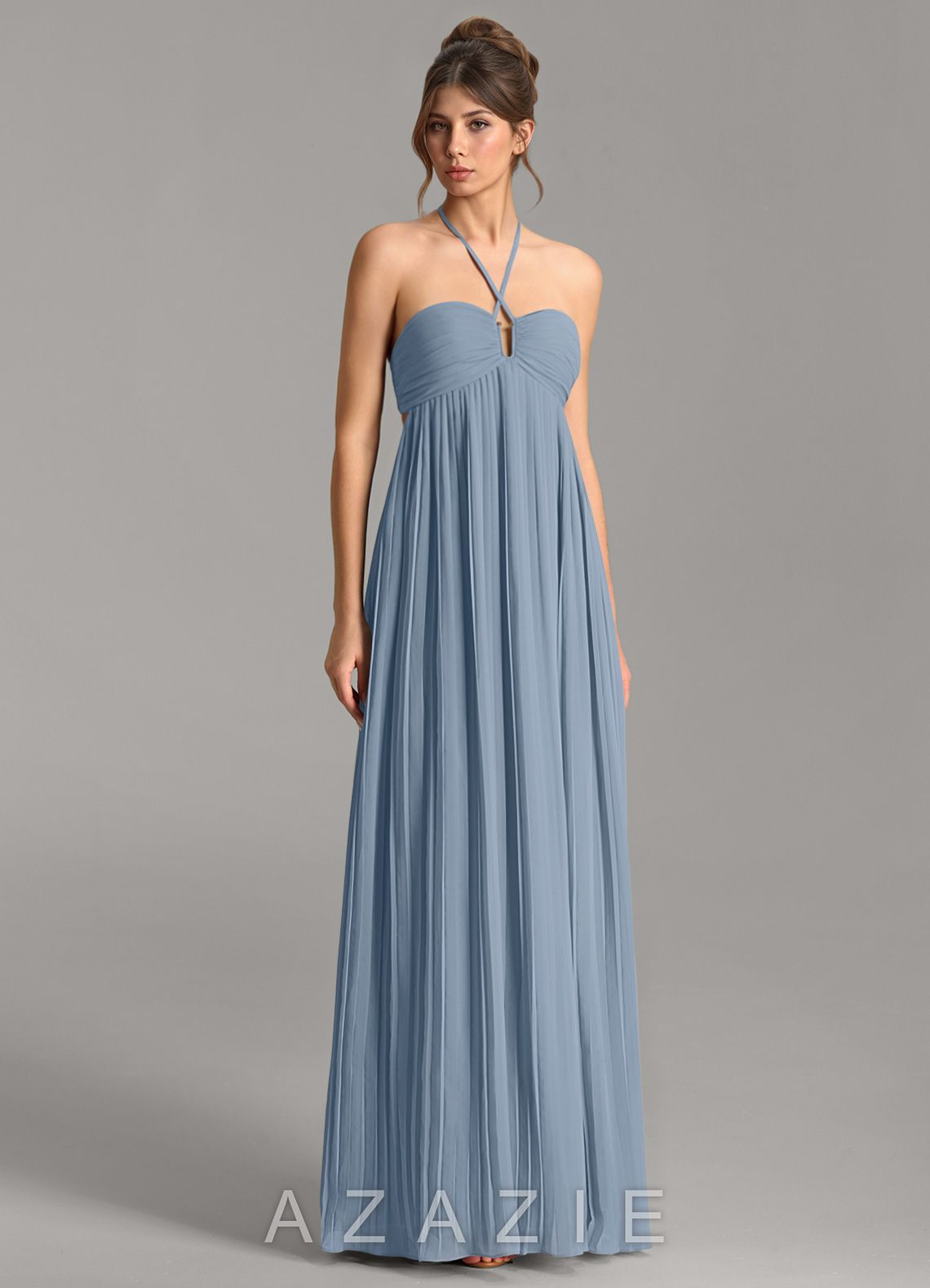 Azazie Addison Dusty Blue Empire Sweetheart Neckline Chiffon Dress dusty_blue