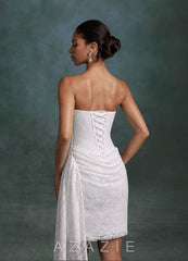 Azazie Kennedy Diamond White Sheath Strapless Lace Dress diamond_white