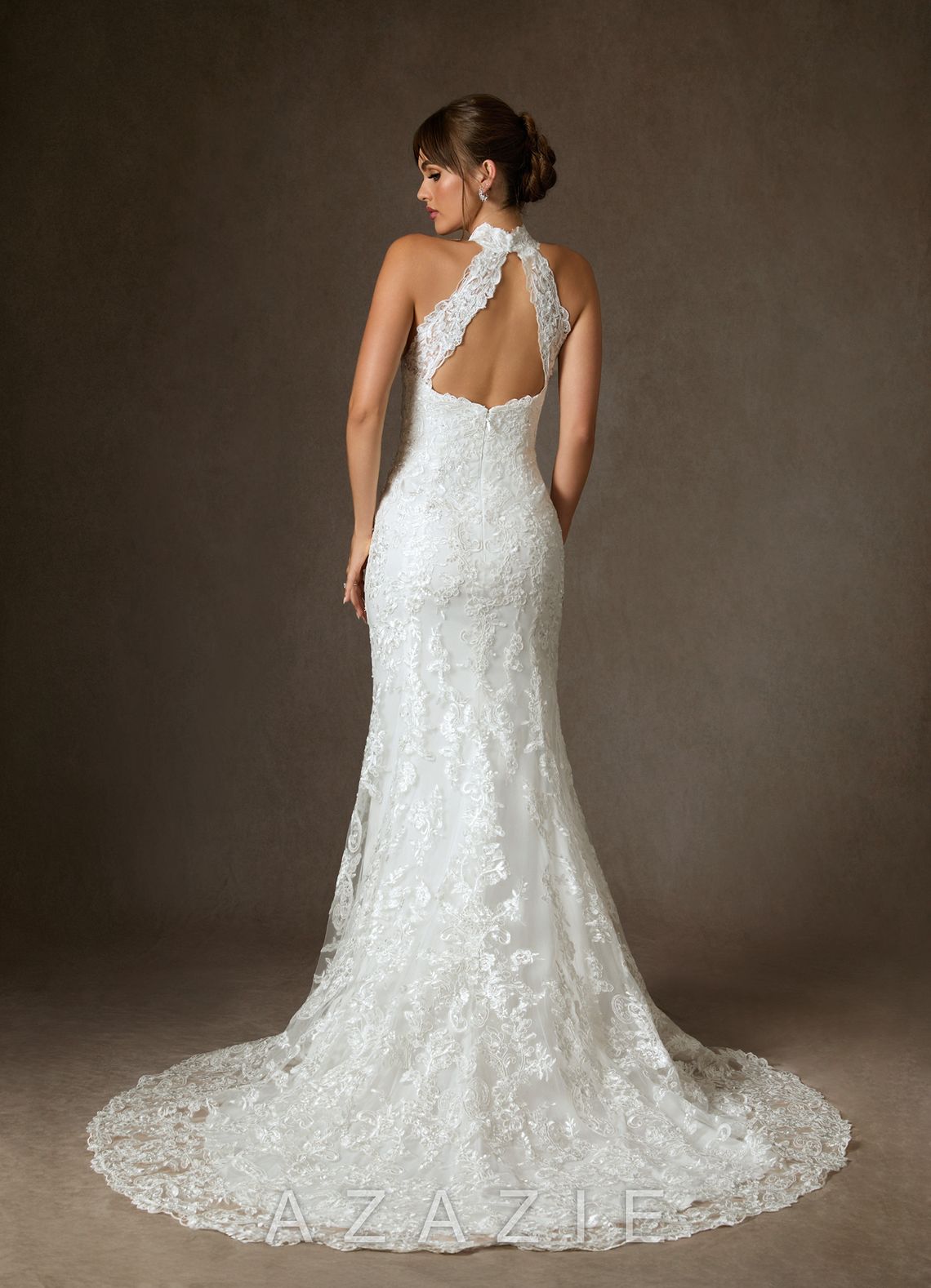 Azazie Eden Wedding Dress Diamond White Mermaid Lace Dress diamond_white