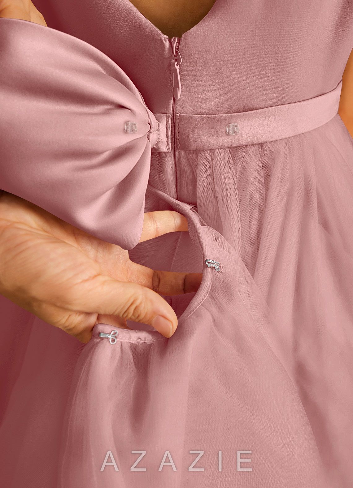 Azazie Pumpkin Dusty Rose A-Line Convertible Tulle Dress dusty_rose