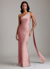 Azazie Juniper Dusty Rose Mermaid One Shoulder Stretch Satin Dress dusty_rose