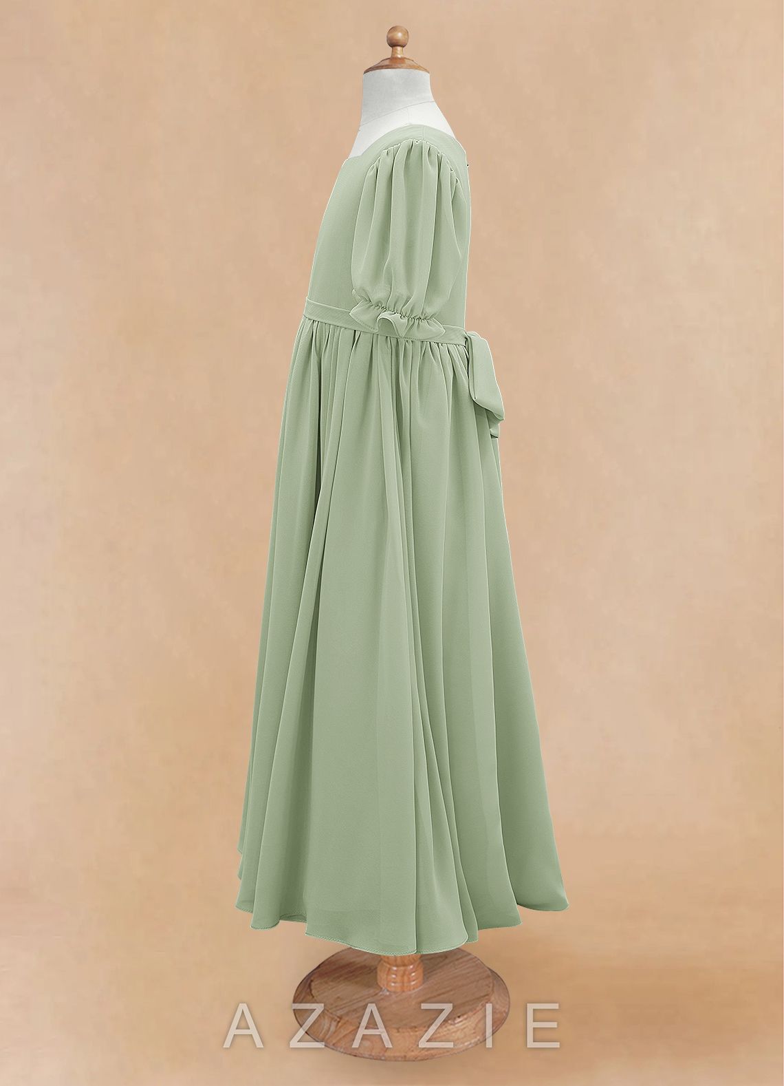 Azazie Joss Dusty Sage A-Line with Sleeves Chiffon Dress dusty_sage