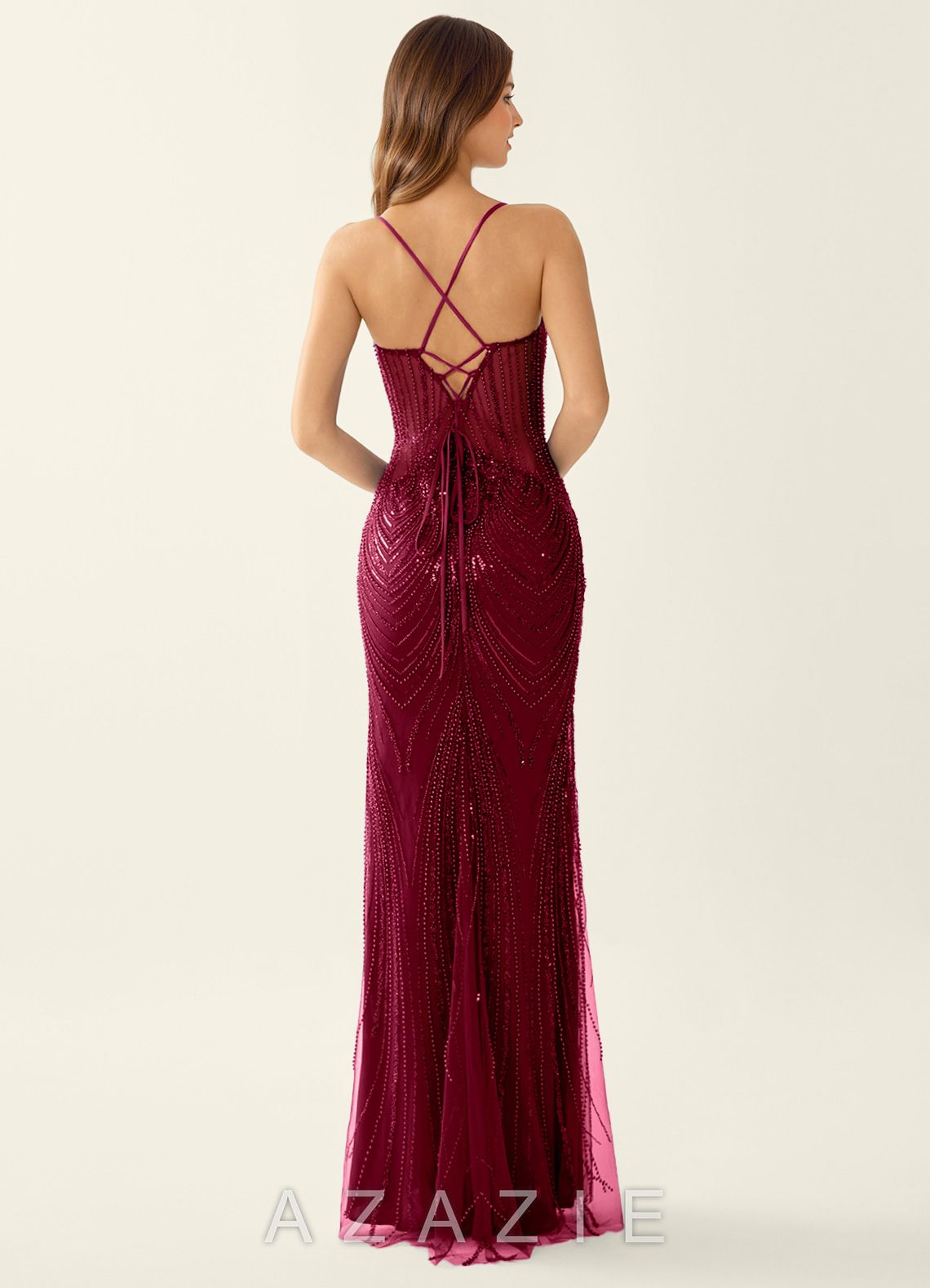 Magnolia Burgundy Sequins Mermaid Maxi Dress  burgundy