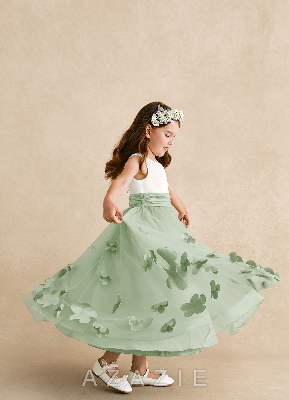 Azazie Vi Dusty Sage A-Line Sleeveless Tulle Dress dusty_sage