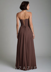 Azazie Ira Ganache A-Line Corset Chiffon Dress ganache