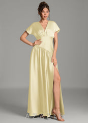 Azazie Alysse Lemon Sorbet A-Line Stretch Satin Dress lemon_sorbet