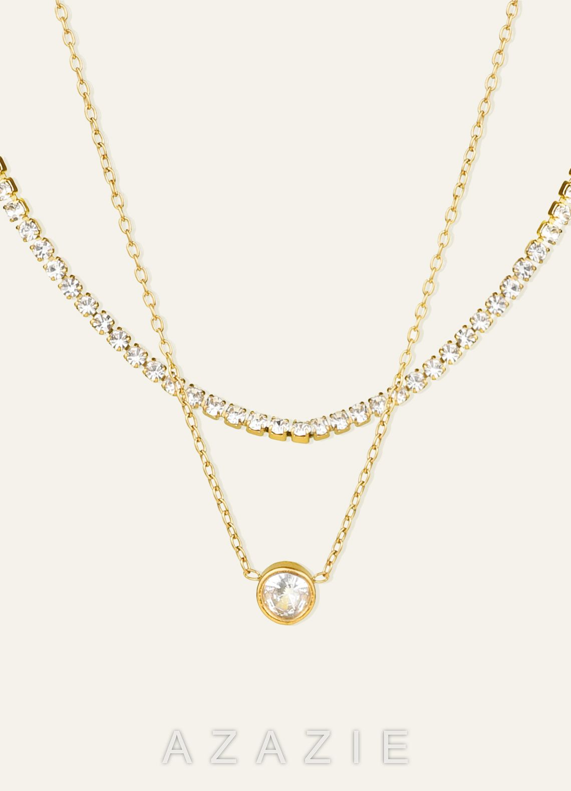 Layered Tennis Pendant Necklace