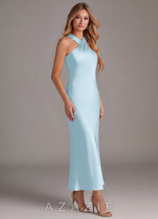 Azazie Doretta Sky Blue Mermaid Pleated Stretch Satin Dress sky_blue
