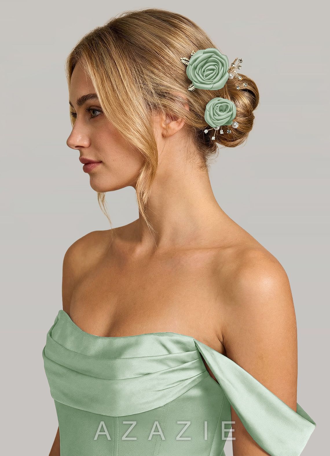 Matching Color Matte Satin Rose Hairpin Set