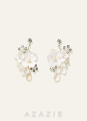Floral Pearl Drop Earrings  white