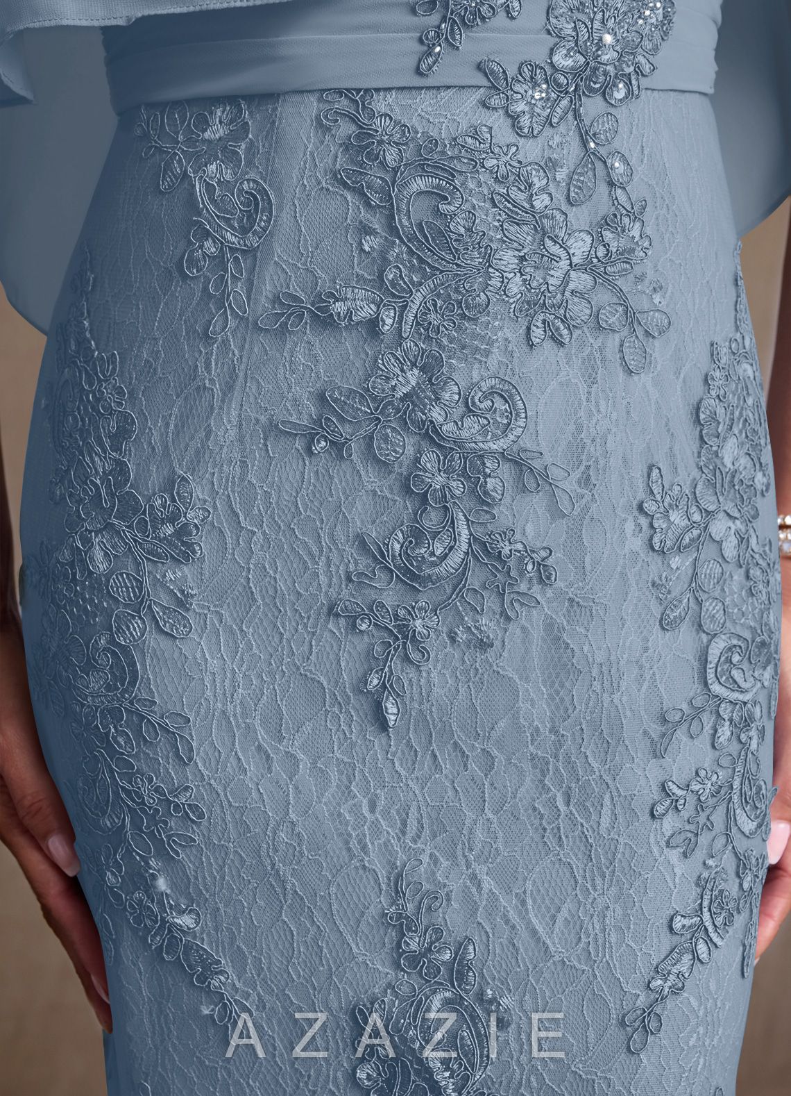 Azazie Amrita Dusty Blue Mermaid Lace Chiffon Dress dusty_blue