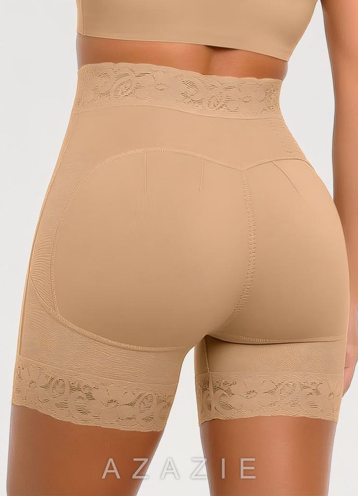 Lace High Waist Tummy Control Butt Lifting Shapewear Shorts  nude