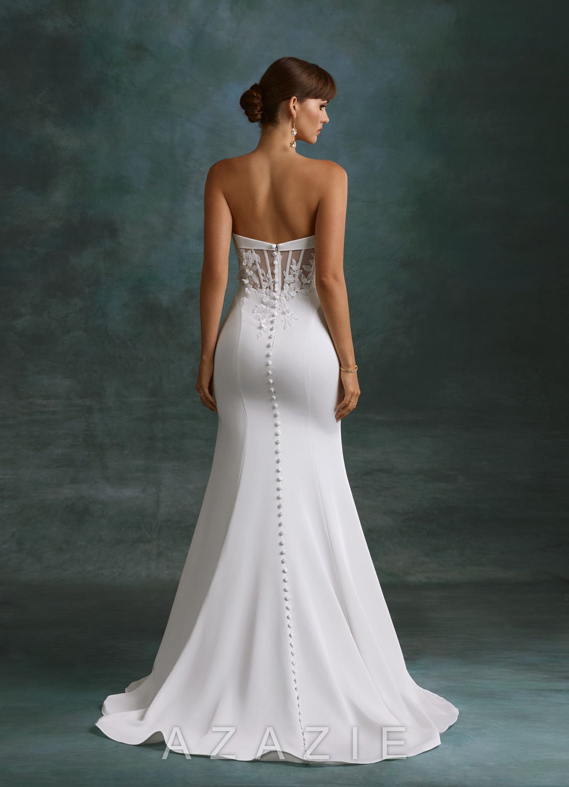 Azazie Katniss Diamond White Mermaid Strapless Crepe Back Satin Dress diamond_white