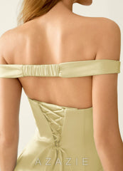 Tonietta Lemon Sorbet Off-the-Shoulder Satin Mini Dress