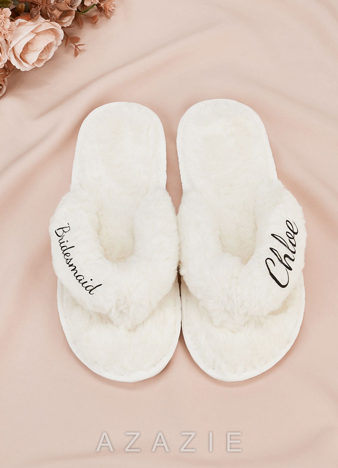 Personalized Bride Bridesmaid Fluffy Slippers