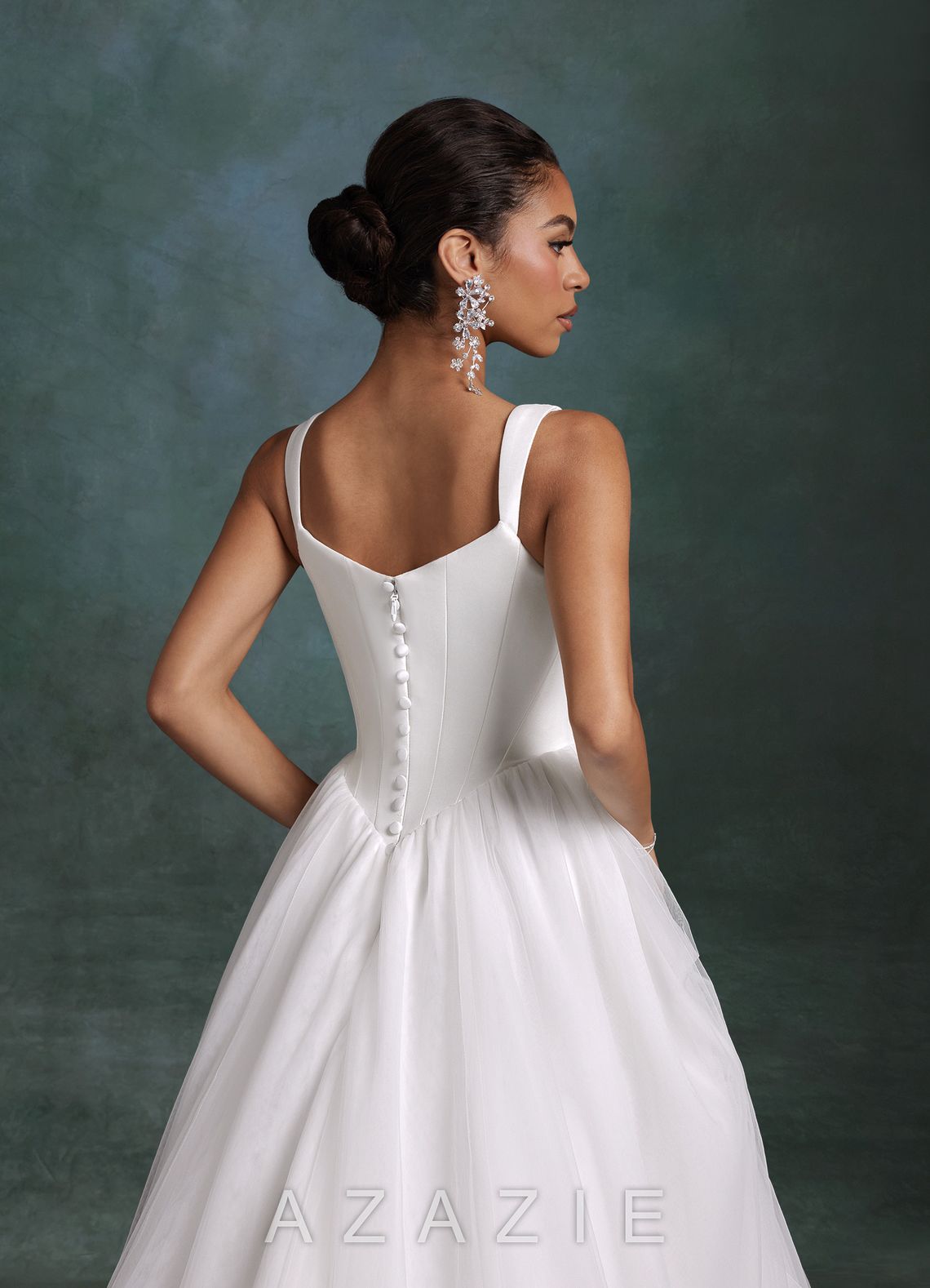 Azazie Jasmine Diamond White Ball-Gown Stretch Mikado Dress diamond_white