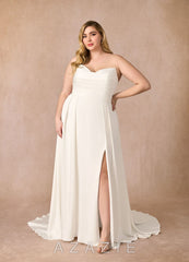 Azazie Marisela Wedding Dress Diamond White A-Line Sequins Crepe Back Satin Dress diamond_white