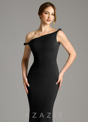 Azazie Shantal Black Mermaid Off the Shoulder Premium Stretch Jersey Dress black