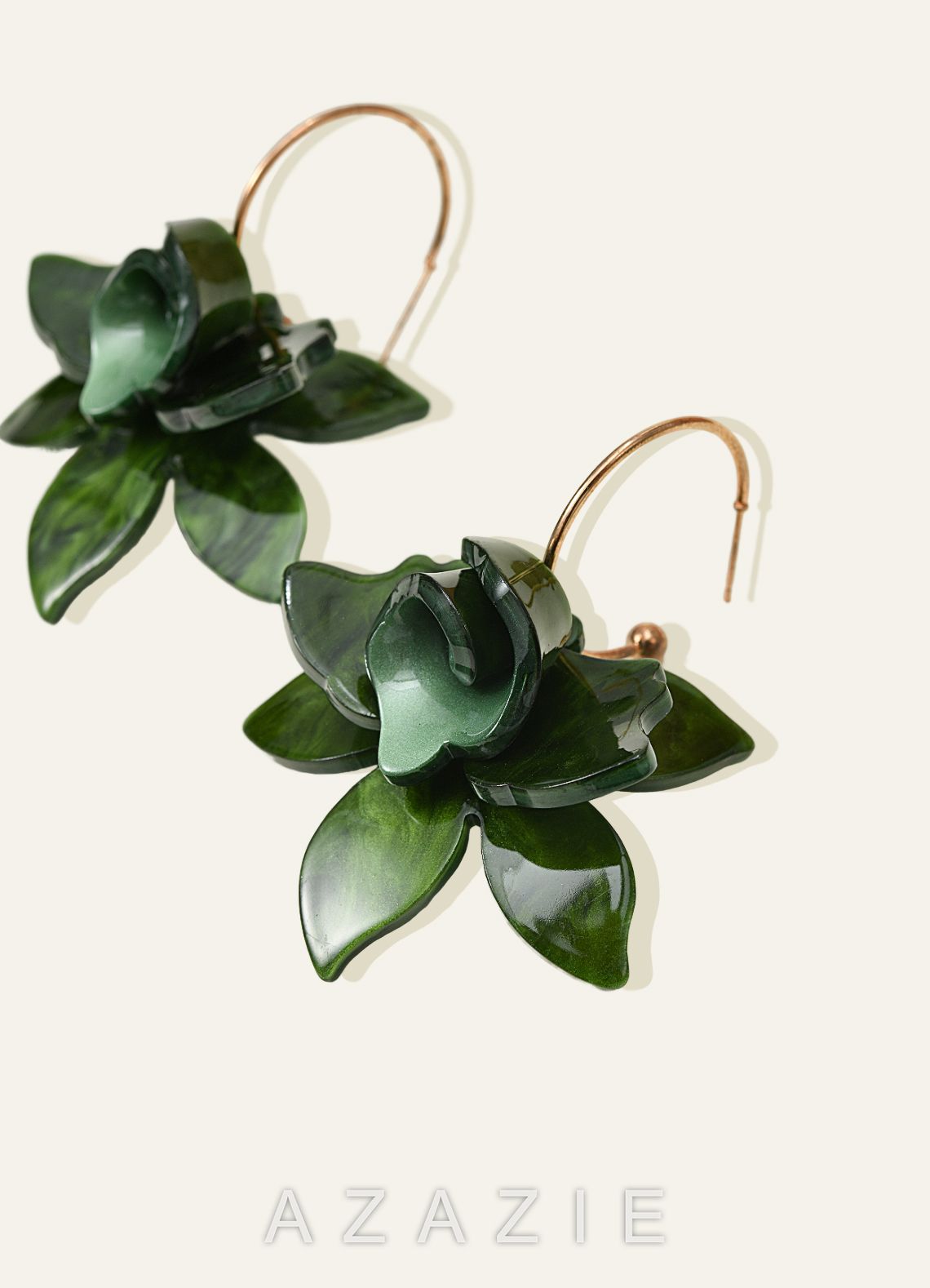 Minimalist Acetate Flower Earrings  green